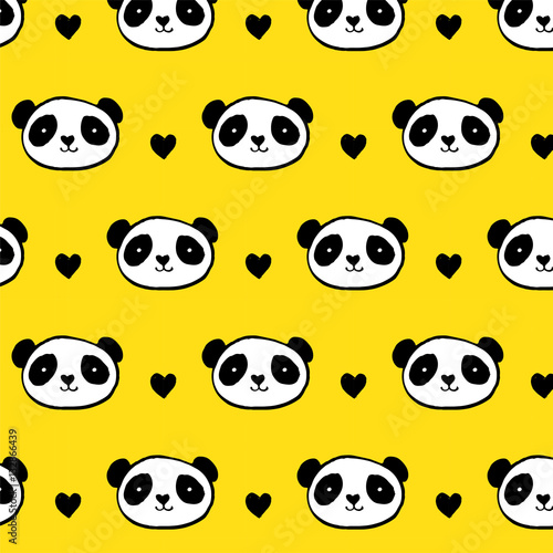 Cute Panda bear seamless pattern © Marina Zlochin