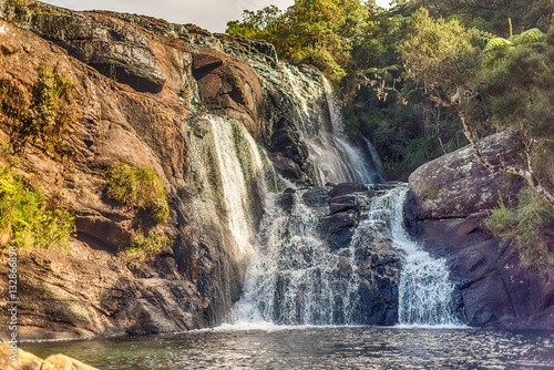 Sri Lanka: Baker's Falls in highland Horton Plains National Park 