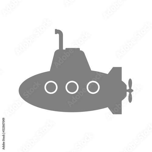 Grey submarine vector icon on white background