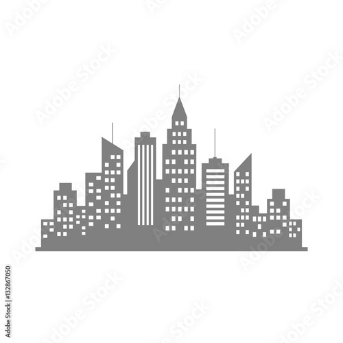Grey city vector icon on white background