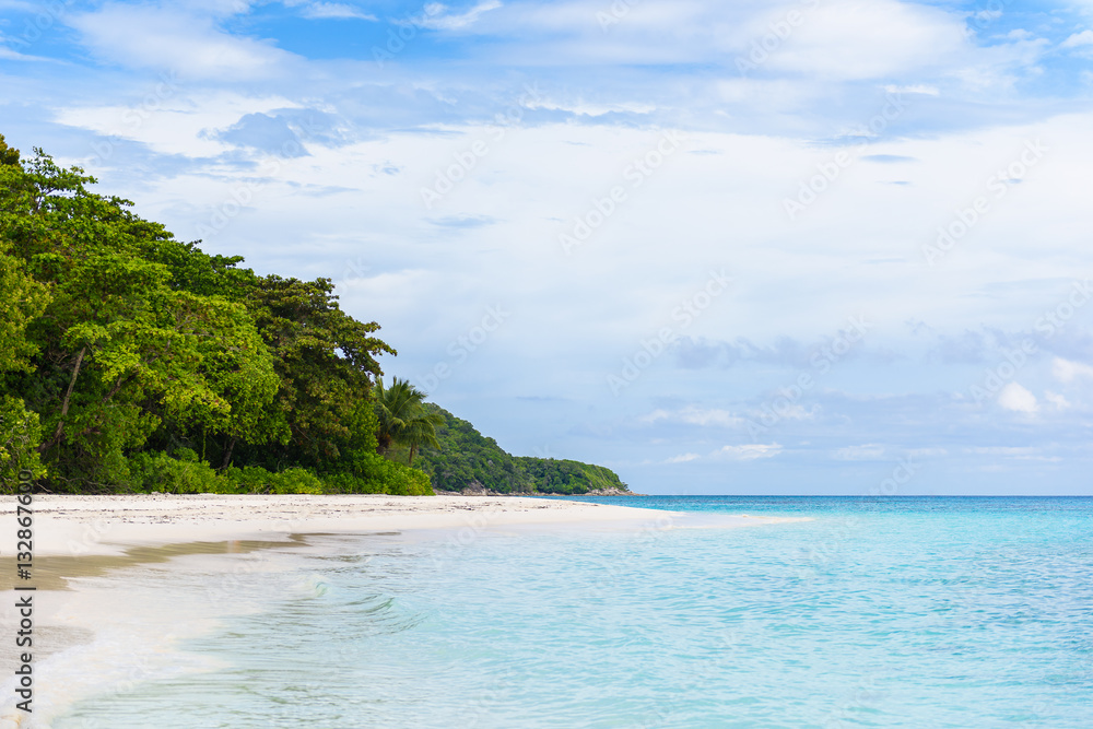 Tropical white sand beach and blue sky. Similan islands