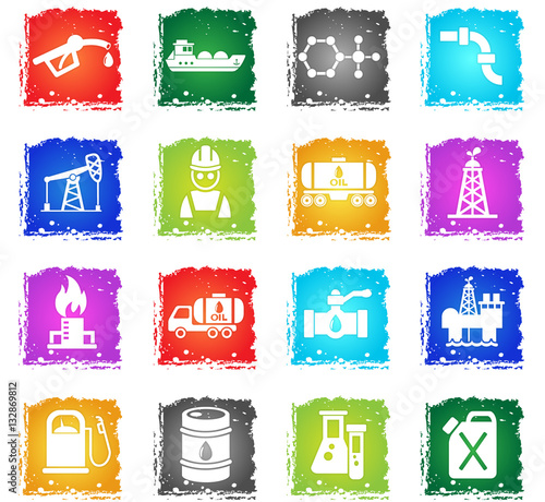 extraction of oil icon set