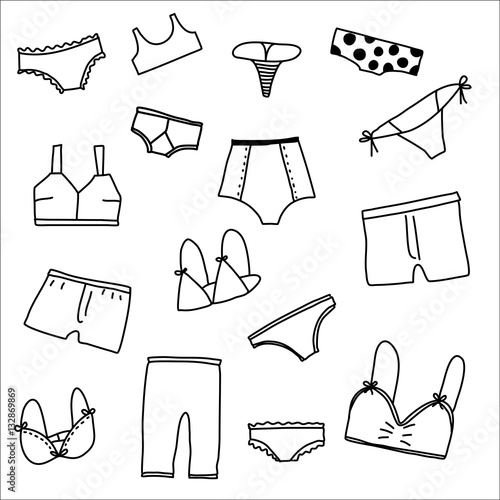 Underwear doodle illustration isolated icons