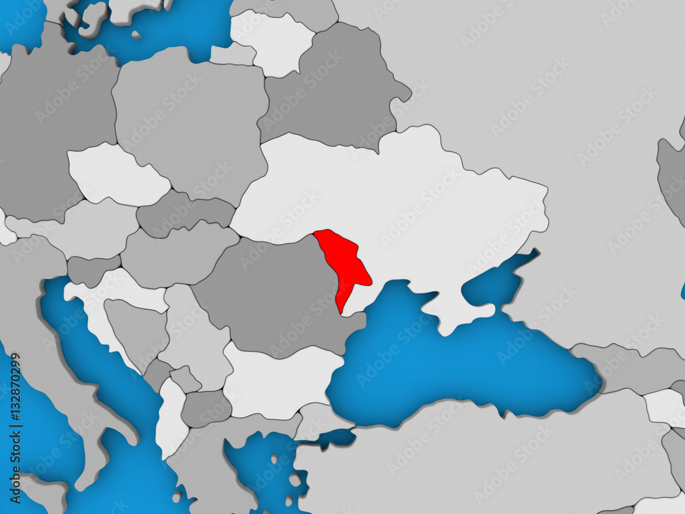 Obraz premium Moldova in red on globe