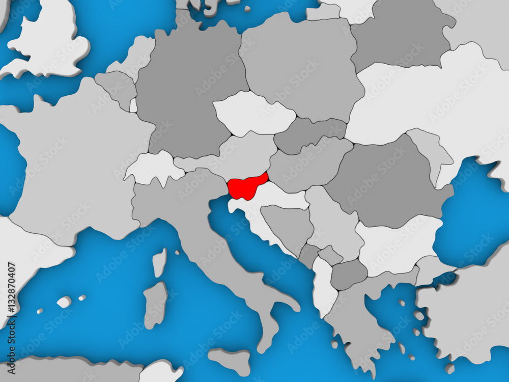 Fototapeta premium Slovenia in red on globe