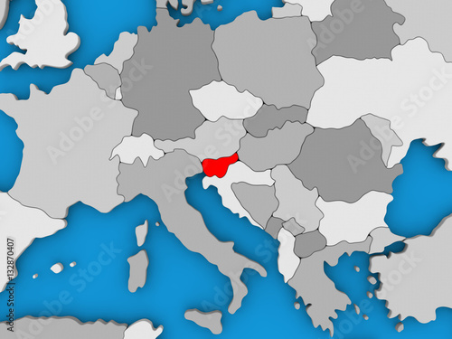 Slovenia in red on globe © harvepino