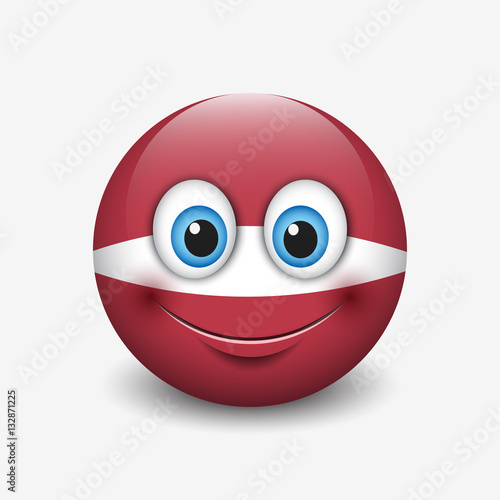 Cute emoticon isolated on white background with Latvia flag motive 