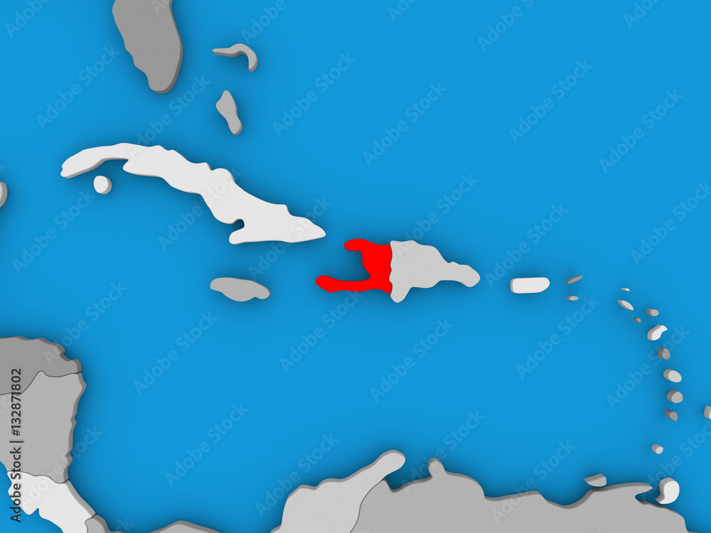 Fototapeta premium Haiti in red on globe