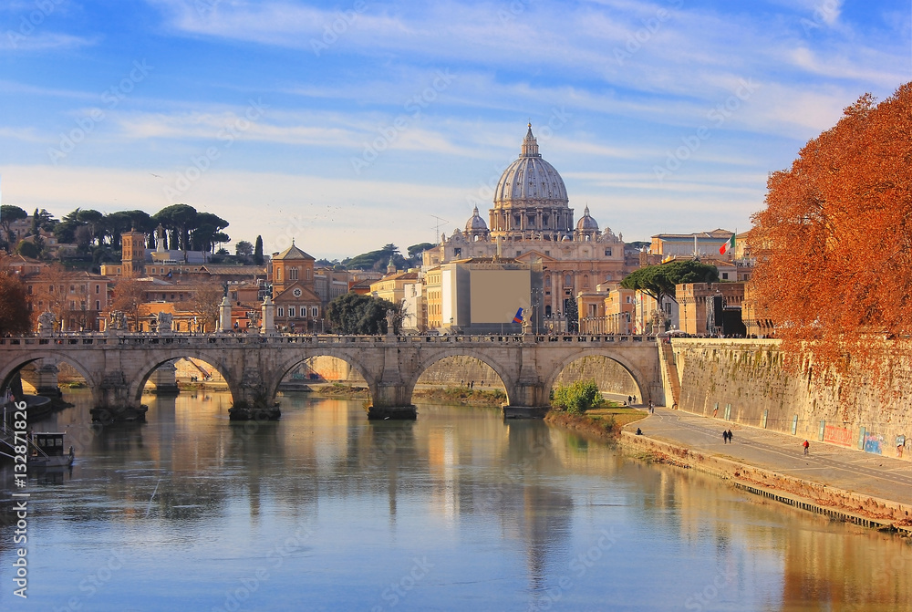 Vatican City and Sant Angelo Bridge , Rome , Italy