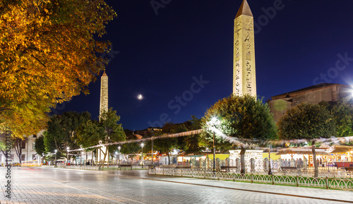 Bild auf Leinwand night view Obelisk at hippodrome in Istanbul