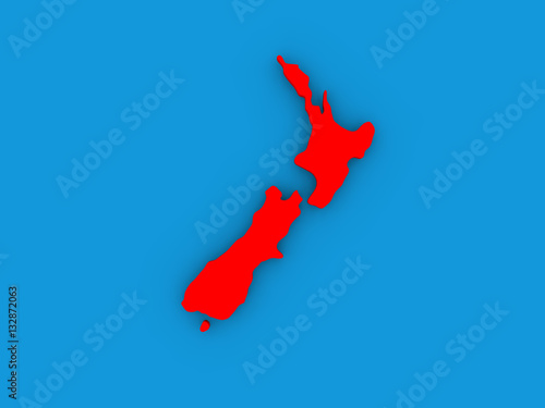 New Zealand in red on globe