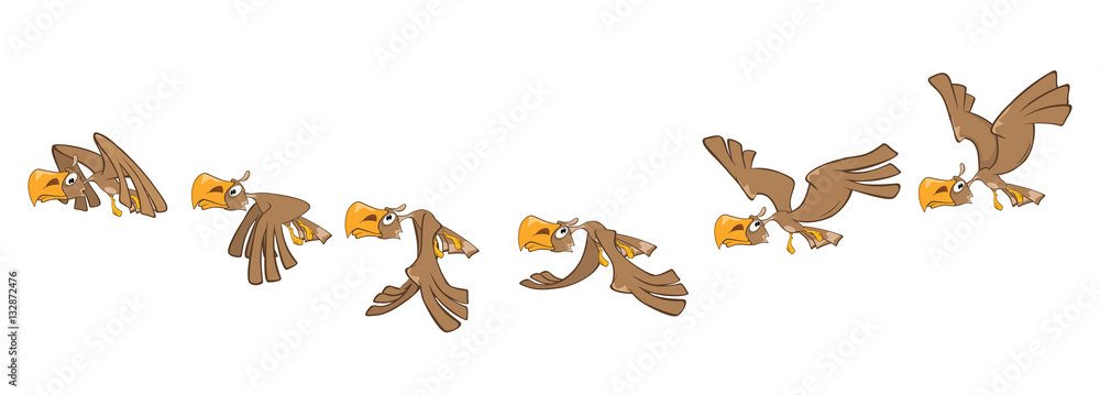 Naklejka premium Cartoon Character Eagle for a Computer Game. Storyboard