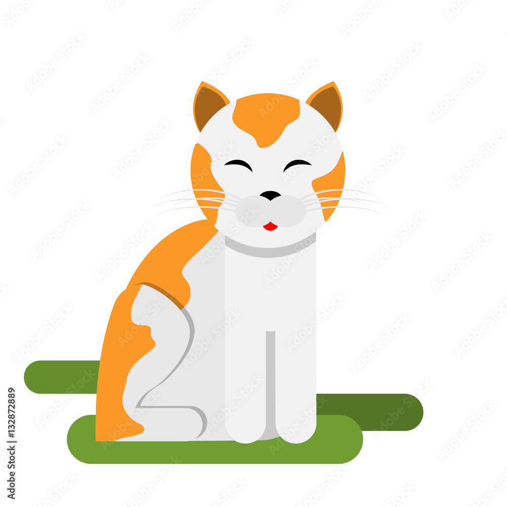Happy ginger cat flat simple object eps10 Happy ginger cat flat simple object eps10
