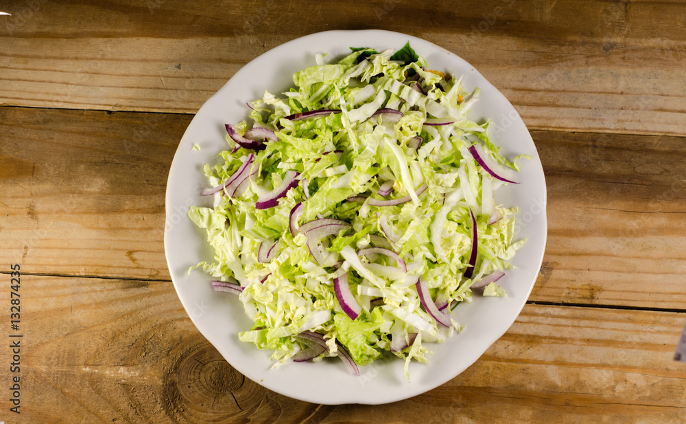 Dietary salad with the chinese cabbage and onion Dietary salad with the chinese cabbage and onion