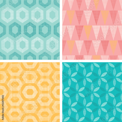 Vector Set Of Vintage Geometric Abstract Seamless Patterns Backgrounds With L...