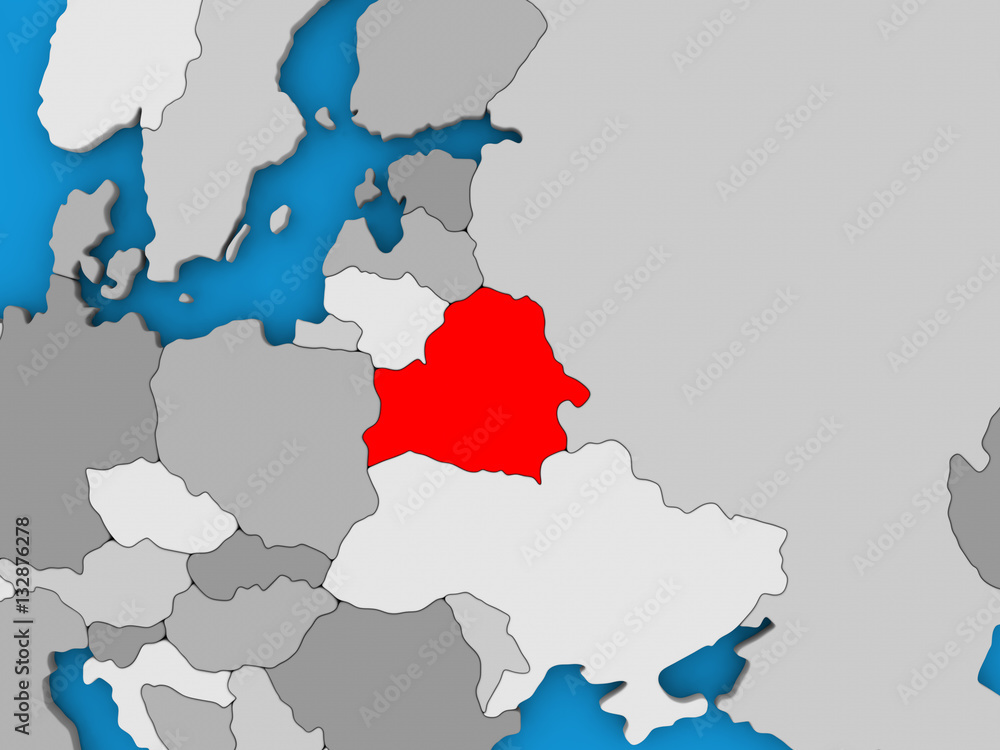 Obraz premium Belarus in red on globe