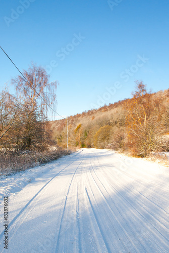 Scottish snowy road photo