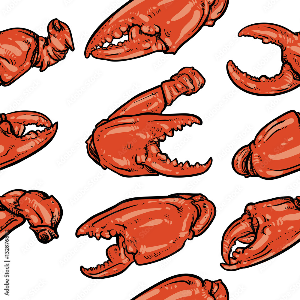 crab pattern including seamless on white background. Hand drawn crab pattern including seamless on white background. Hand drawn