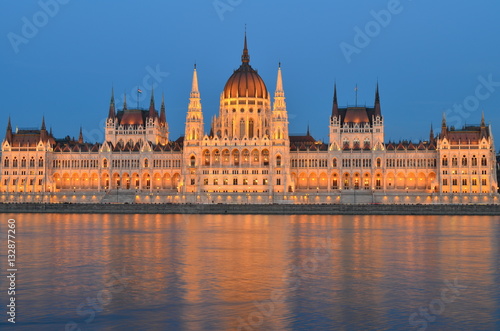 The Hungarian Parliament Building on the bank of the Danube in Budapest