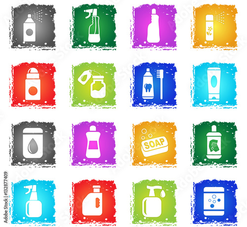 household chemicals icon set