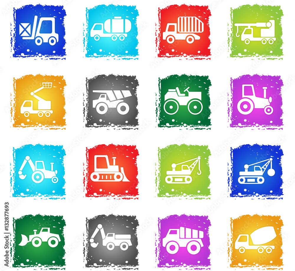 Construction transport icon set Construction transport icon set