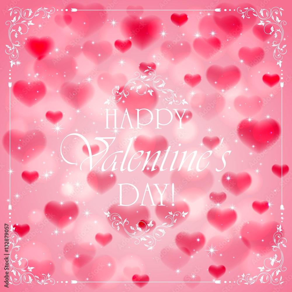 Valentines day background with pink hearts