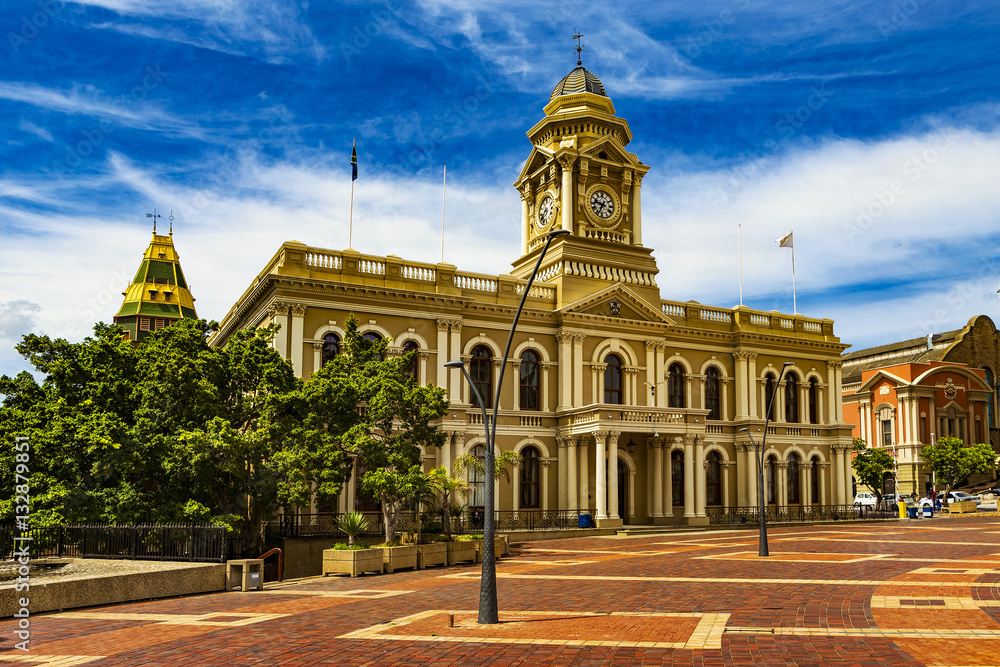 Republic of South Africa. Port Elizabeth (The Bay, Die Baai, Windy City). The City Hall built in the colonial style and the Market Square