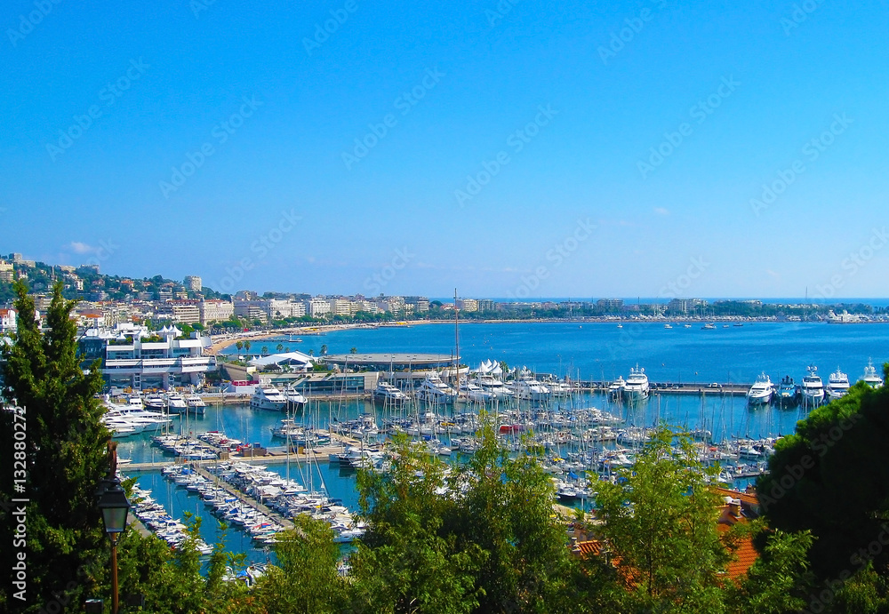 Panoramic view of the city of Cannes, Cote d'Azur, French Riviera, France