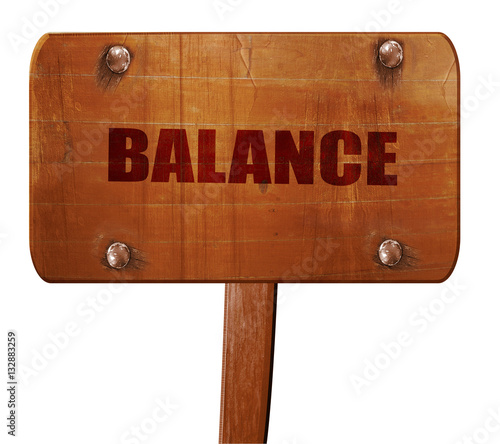 Принти на полотні balance, 3D rendering, text on wooden sign