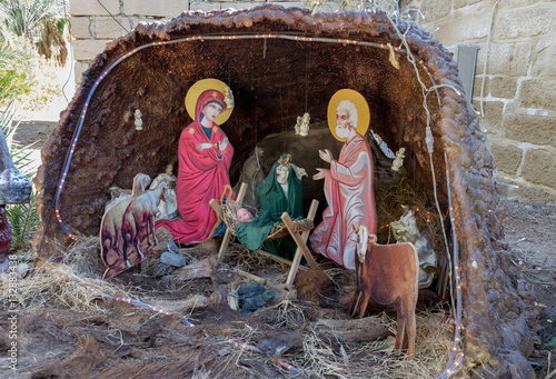 Nativity scene at The Monastery of St Gerasimus. Israel