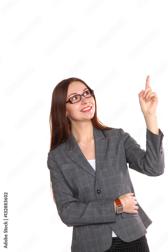 young girl standing on a white background young girl standing on a white background