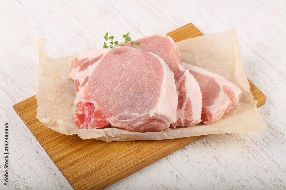 Raw pork steak