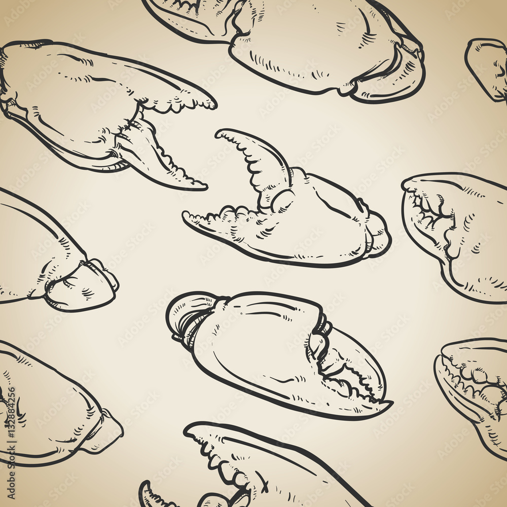 Crab claws pattern including seamless on vintage background. sea