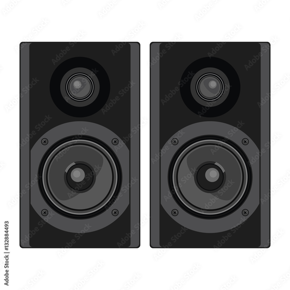 Two speakers. Acoustic system. Vector illustration. Two speakers. Acoustic system. Vector illustration.