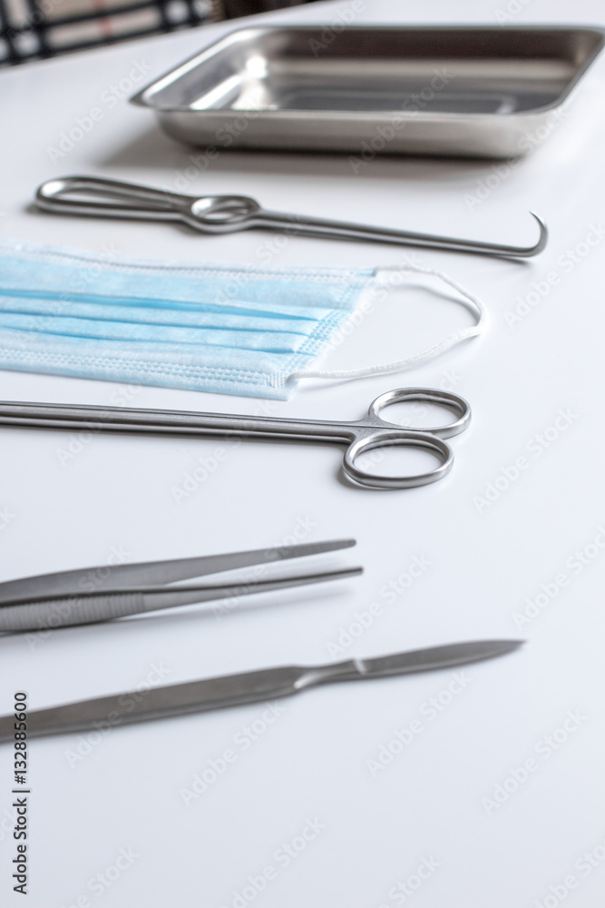 instruments for plastic surgery on white background instruments for plastic surgery on white background