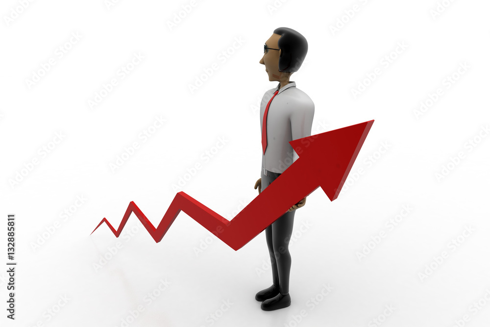 3d man with rising arrow 3d man with rising arrow