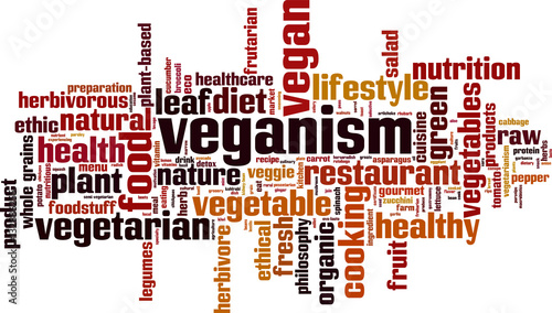Veganism word cloud concept. Vector illustration