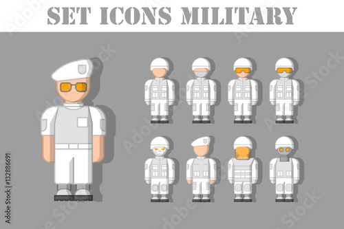 набор иконок, военный отряд