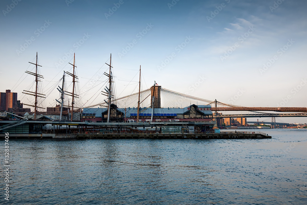 South Street Seaport, Pier 17, in lower Manhattan in the early evening