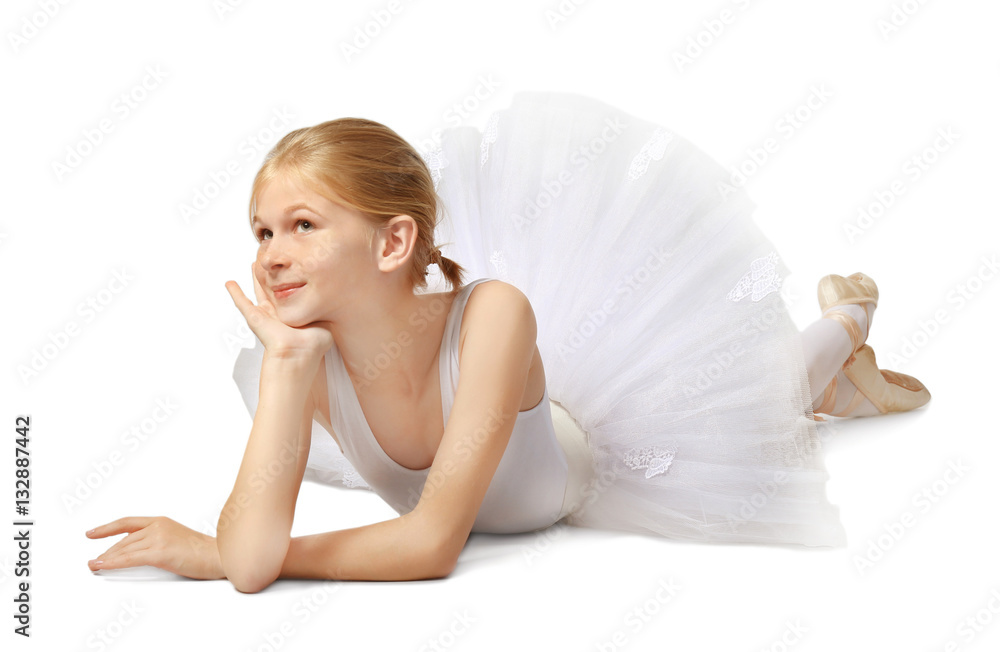 Young beautiful ballerina dancer on light background Young beautiful ballerina dancer on light background