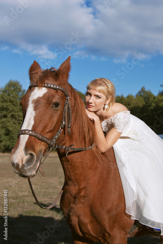 beautiful bride with horse