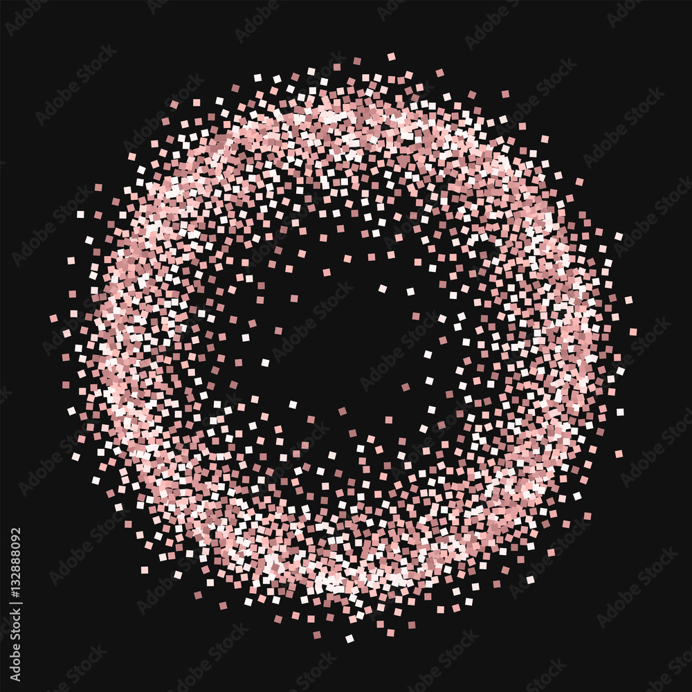 Pink gold glitter. Circle frame on black background. Vector illustration. Stock Vector Adobe Stock