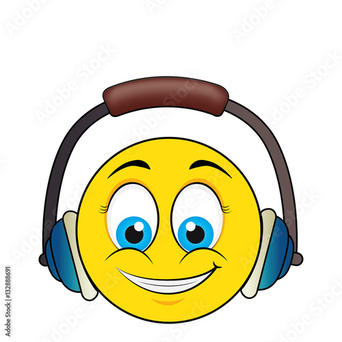 happy face with headset vector illustration design