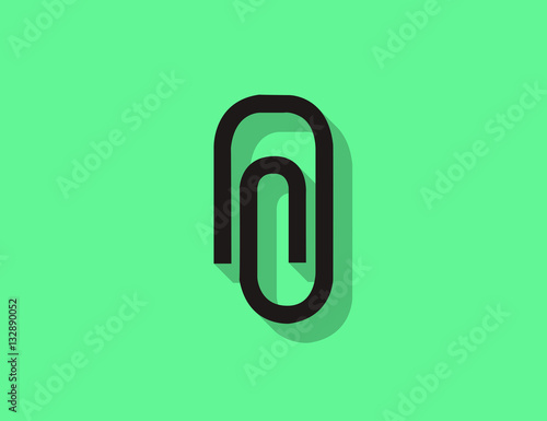 Vector flat modern paperclip icon with long shadow