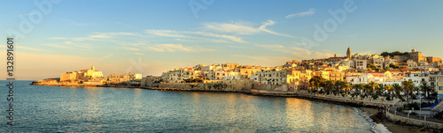 View of a sunset over Vieste - main city of Capo Gargano, Apulia, Italy