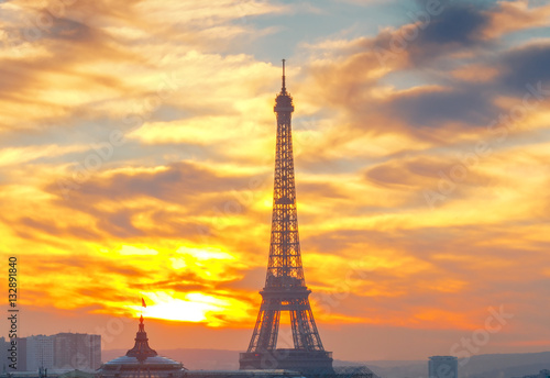 Paris. Eiffel Tower at sunset. © pillerss