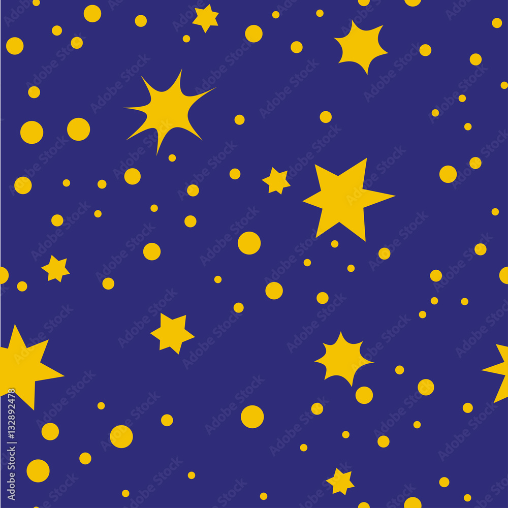Vector seamless pattern with star and dots. Retro print background. Chaotic elements, Effect of sky. Abstract texture. Effect of sky. Design template wallpaper, wrapping, fabric, textile Vector seamless pattern with star and dots. Retro print background. Chaotic elements, Effect of sky. Abstract texture. Effect of sky. Design template wallpaper, wrapping, fabric, textile