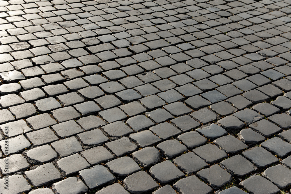 Pattern old cobbled stone square