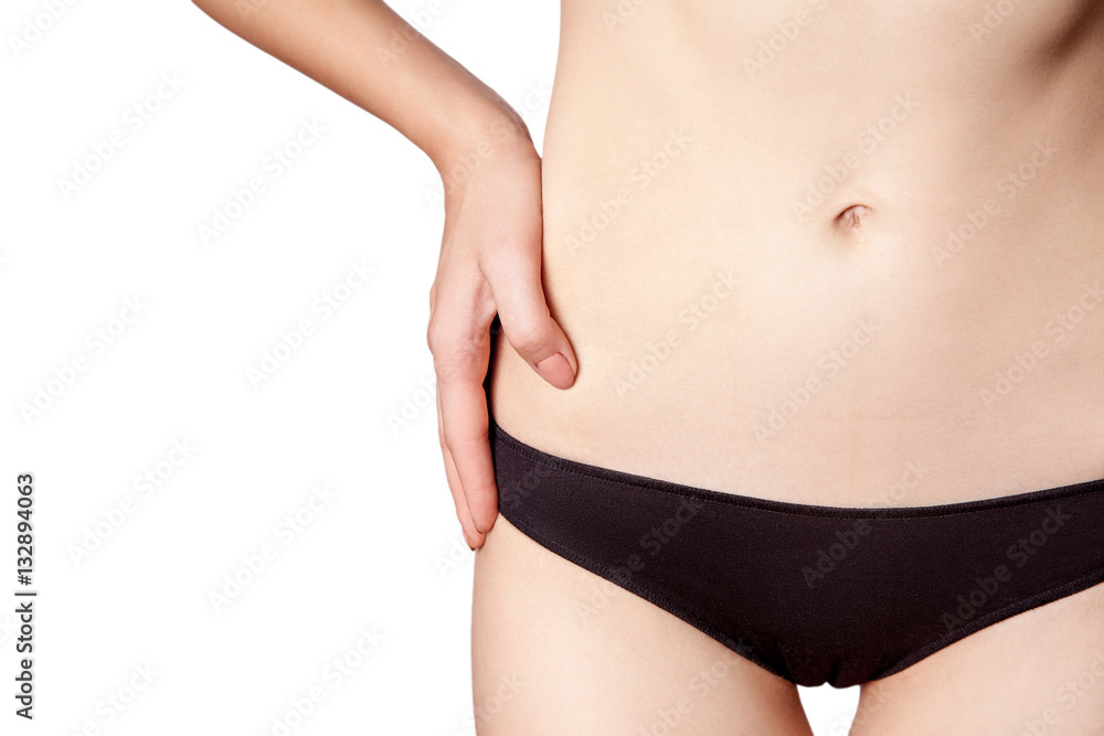 Closeup view of a young woman with pain in kidneys. isolated on white background.
Closeup view of a young woman with pain in kidneys. isolated on white background.