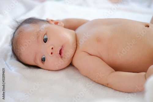 Cute baby 2 months, close-up portrait